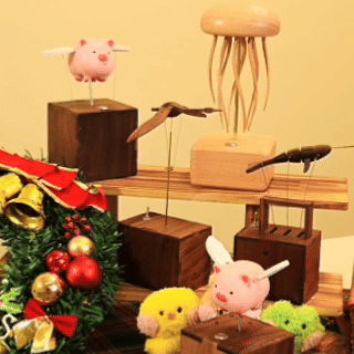 Handcrafted Wooden Dual-Dolphin Automaton – eulique shop