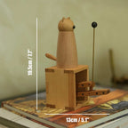 Handcrafted Wooden Cat Automaton – Interactive Desk Toy