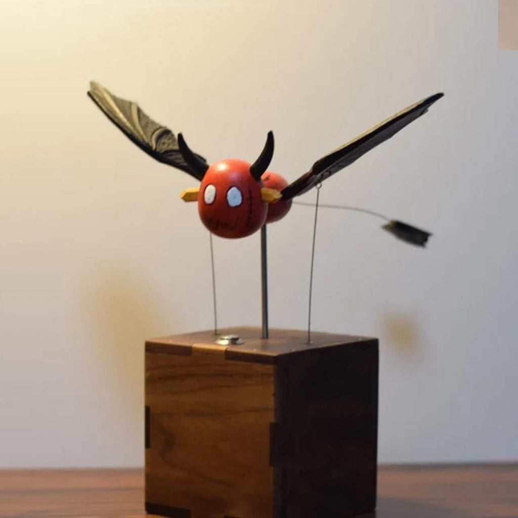 Handcrafted Wooden Flying Devil Automaton