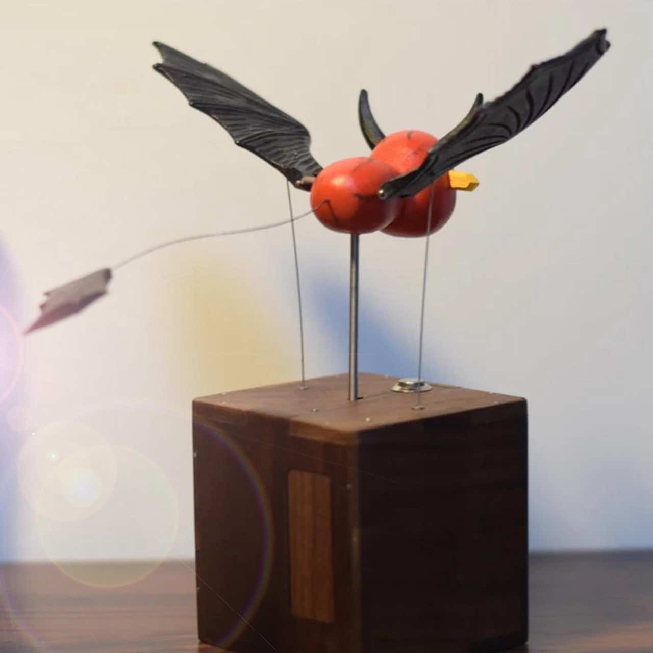 Handcrafted Wooden Flying Devil Automaton