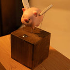 Handcrafted Wooden Flying Piggy Automaton
