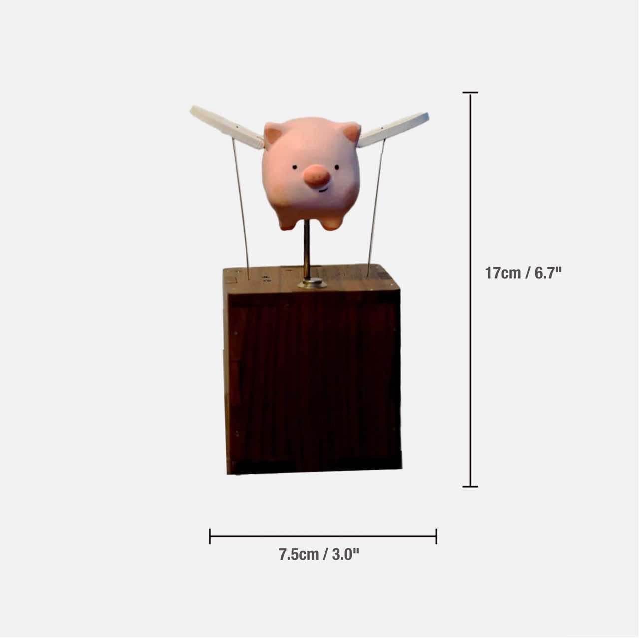 Handcrafted Wooden Flying Piggy Automata