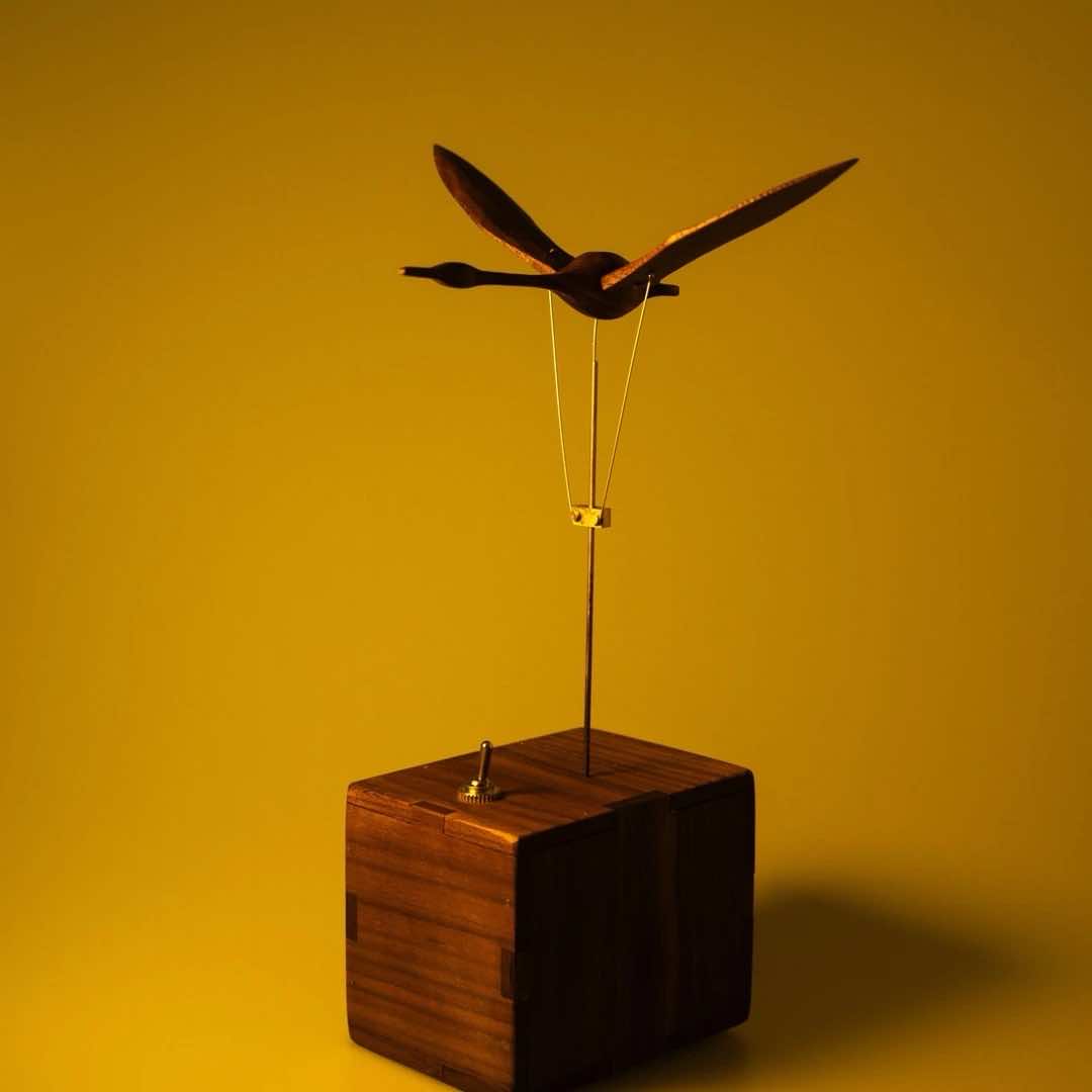 Handcrafted Wooden Swan Automata