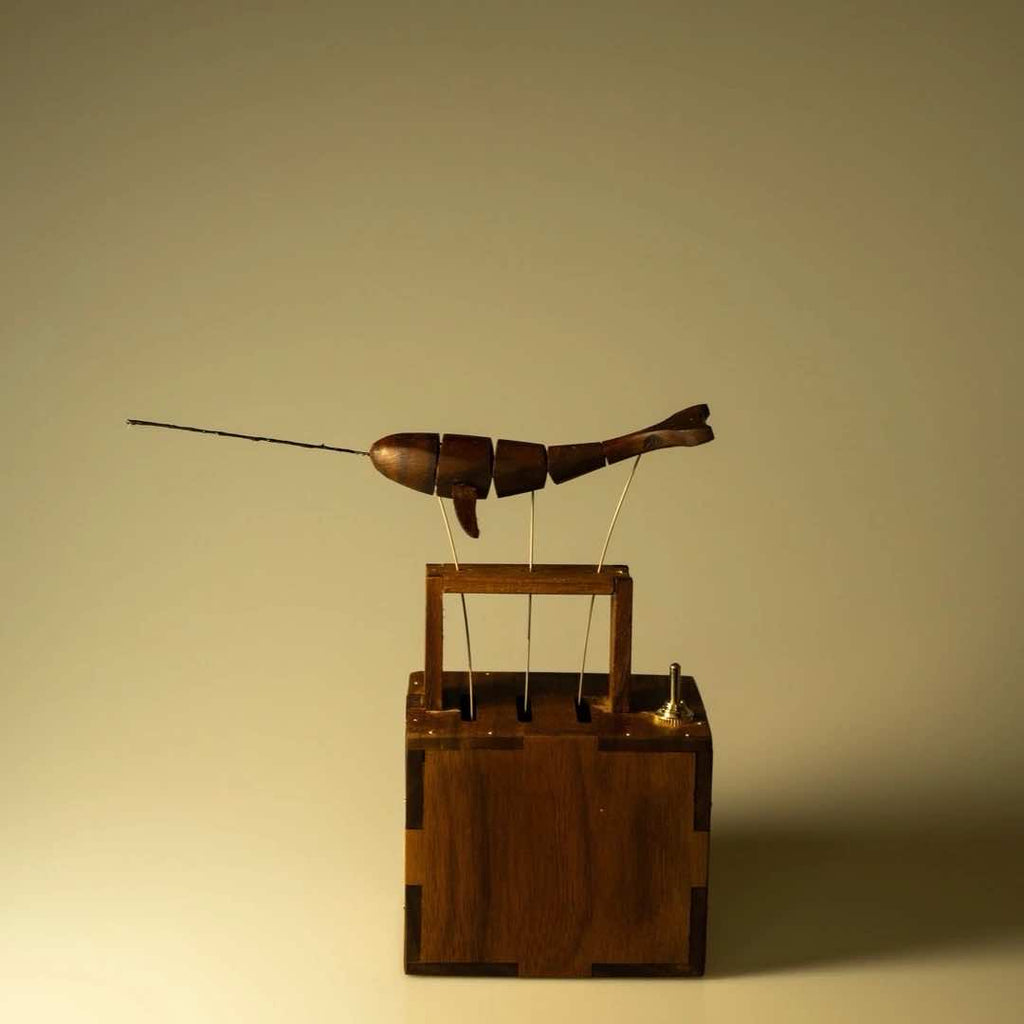 Handcrafted Wooden Whale Automaton