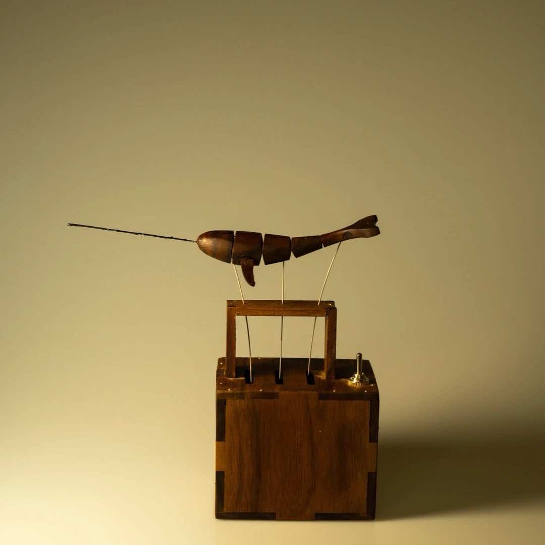 Handcrafted Wooden Whale Automaton