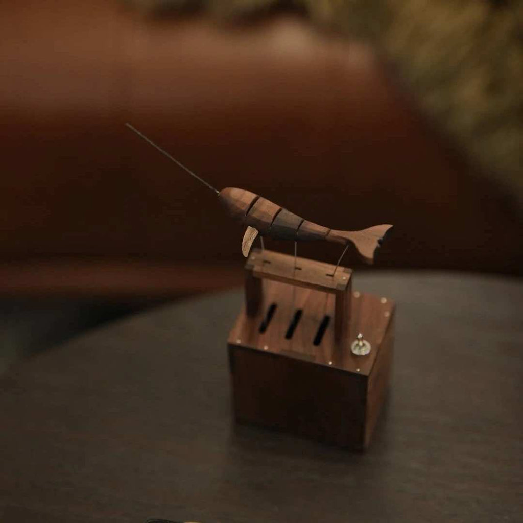 Handcrafted Wooden Whale Automaton