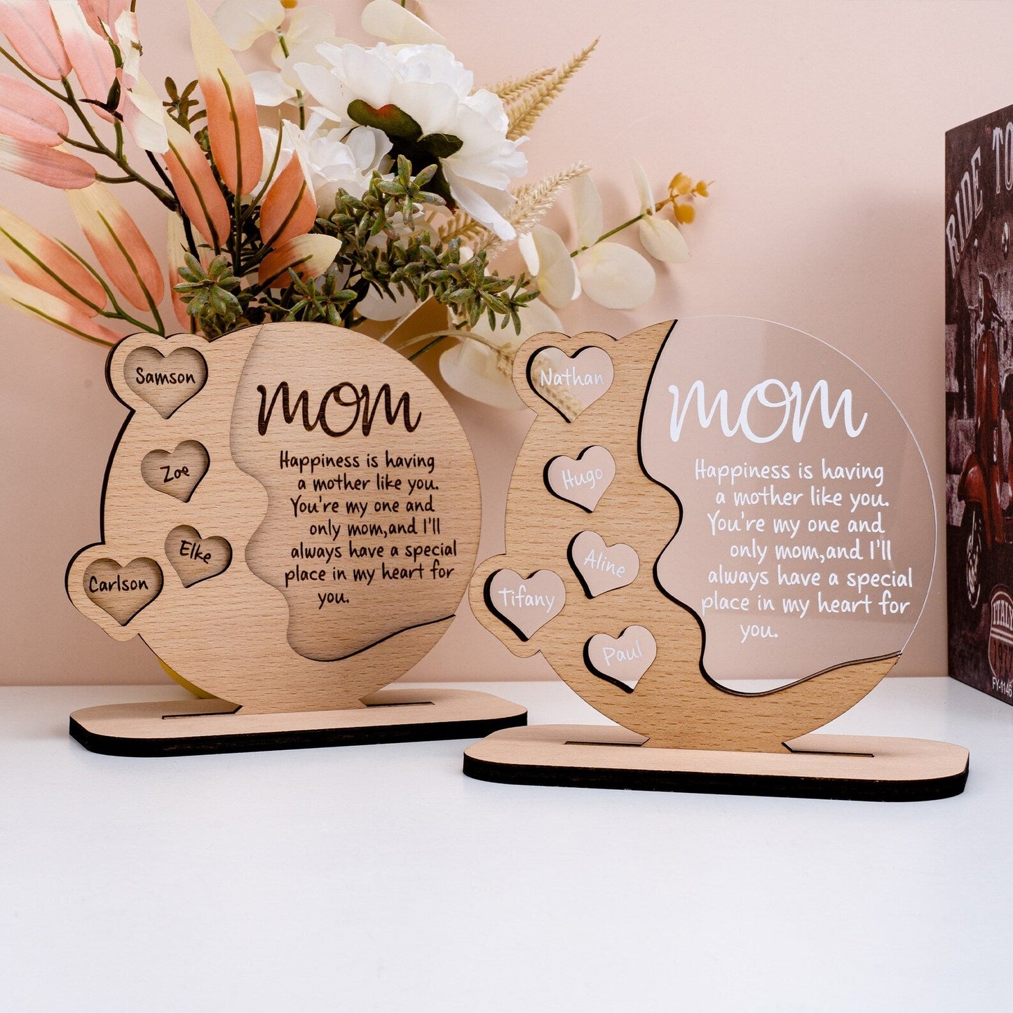 Custom Wooden Puzzles/Acrylic Puzzles with Multiple Names Love Family Sign, Gifts for Mom